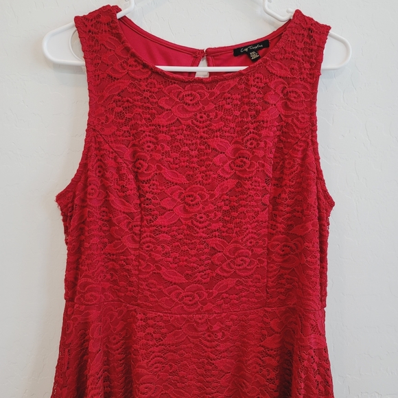 💕 City Triangles Sleeveless Red Lace Overlay Dress Women's Plus Size XXL - Picture 10 of 11